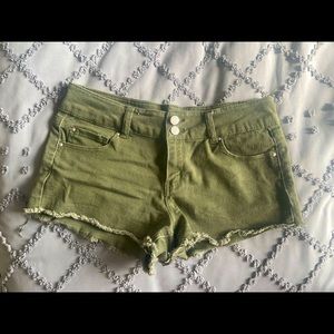 Army Green Denim Shorts